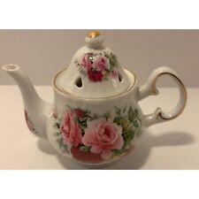 Formalities by Baum Bros Small 5” Mini Teapot - Beige Pink Red Victorian Rose  picture