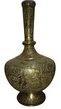 Ornate Antique Hand Engraved Brass Hookah Base Early 19th Century Hand Made Bras picture
