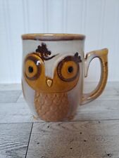 Gibson Home Vintage Owl Mug W/ Cute Snails Stoneware Brown & Tan picture