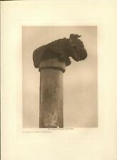 1915 Original Photogravure | Bear Totem at Massett | Curtis | 5 1/2 x 7 1/2 picture
