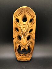 Vintage Wood Carved Filipino Mask Wall Art Tribal Bakunawa Dragon Ifugao Demon picture