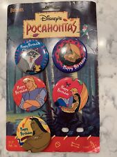 Walt Disney Pocahontas Happy Birthday Buttons Pins Set Of 5 John Smith Meeko picture