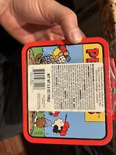 Peanuts Charlie Brown Snoopy Baseball Comic Strip MIni Tin Metal Lunch Box picture