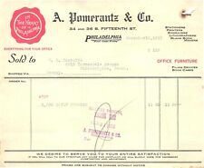 Vintage 1915 BILLHEAD*A. POMERANTZ & CO*Philadelphia*Printers*Engravers* (F27) picture