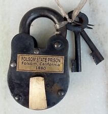 Padlock Folsom Prison California 1880 Brass Logo Lock Antique Style Finish picture