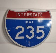 Vtg Sign Iowa Interstate Highway Sign Reflective I-35  I-235 Retired Huge 30x25 picture