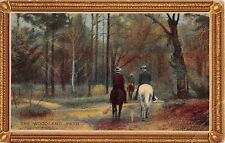 Riders on Horseback on The Woodland Path - 1912 Postcard picture