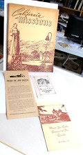 CALIFORNIA TRAVEL BROCHURE 1948 Missions, Kenneth Adams, 3 pamphlets Literature picture