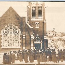 c1910s Liberty, NY RPPC St Paul's New Lutheran Church Congregation Photo A167 picture