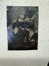 TIN TYPE HIDDEN MOTHER VINTAGE ANTIQUE 1800s BABY CREEPY picture