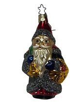 Santa w/ Toy Bag Hand Blown Glass 4” Christmas Ornament picture