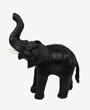 Vintage Leather Wrapped Elephant Figurine Decor  - Lucky -  7 3/4