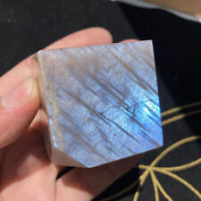 211g Blue Flash Moonstone Cube Quartz Crystal Mineral Specimen Polished Healing picture