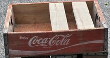 Coca Cola Wooden Red Crate Vintage Metal Banding Farmhouse Rustic picture