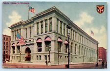 POSTCARD Public Library Chicago Illinois 1913 Stone Building Arches picture