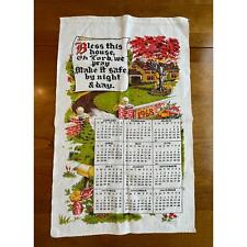 Vintage 1968 tea towel wall hanging calendar - bless this house - fall colors picture