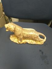 Vintage Weeping Gold Porcelain Jaguar Leopard Panther Figure 24kt Gold Planter picture