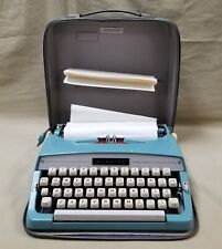 Vintage 1960s Brother Webster Blue Manual Typewriter w/ Leather Case EUC picture