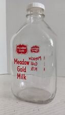 Vintage Meadow Gold Half Gallon Milk Jug Double Side Printed w/ Plastic Lid picture