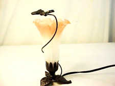 Tiffany Style Butterfly Lamp Tulip Pink/White Art Glass Shade Lily 8