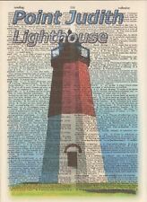 Lighthouse Point Judith RI Altered Art Print Upcycled Vintage Dictionary Page picture