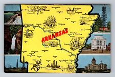 AR-Arkansas, Map And Landmarks, Antique, Vintage Souvenir Postcard picture