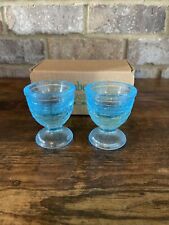 Longaberger 2002 Set Of 2 Blue Glass Egg Cups #10076 - Made In The USA - NIB picture