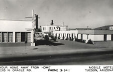 VINTAGE POSTCARD MOBILE MOTEL TUSCON ARIZONA REAL PHOTO POST CARD MAILED 1952 picture