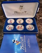 6PC POSTAL COMMEMORATIVE SOCIETY 75 YEARS WITH MICKEY SILVER PROOF MEDALLIONS picture