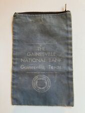 Vintage Gainsville National Bank Zippered Canvas Coin Bag Blue picture