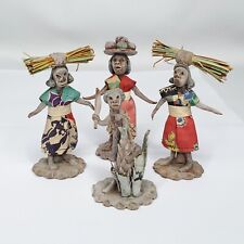 Vintage Indigenous Native Ethnic People Woman Man Clay Figures Jamaica Set of 4 picture
