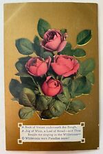 Antique Postcard Gold with Roses Poem picture