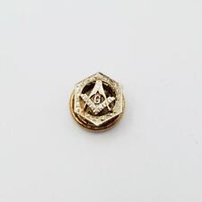 TINY Antique 8mm White & Yellow Gold Filled Masons Button Hole Pin picture