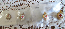 Vintage Red Cross 6,7,8,9 Gallon Blood Donation Gold Plated Lapel Pins picture
