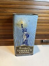 1940s RUNKEL COCOA New York STATUE OF LIBERTY cardbord advertising tin No TOP picture