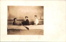 Real Photo Postcard Children in a Row Boat in a Photo Studio picture