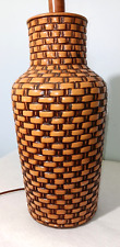 Vintage Basket Weave Lamp Ceramic Art Pottery Mid Century Furniture picture