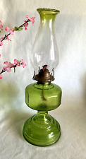 Vintage EARLY AMERICAN Green Flash HOMESTEADER Oil Lamp 18.5 in picture