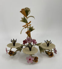 Vintage India Made Tole Floral 3 Candle Wall Sconce 13