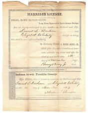 Indiana Marriage License: Samuel L. Durham & Elizabeth Whitney, November, 1867 picture