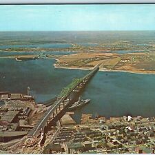 1966 Fall River Mass Downtown Birds Eye Charles Braga Bridge Industrial  PC A240 picture