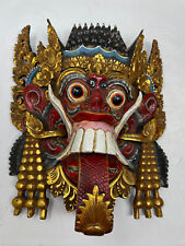 Chinese Indonesian Dragon Lion Mask Hand Carved Painted Red Gold Blue 14