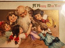 Brundage Art Santa Father Time ? Children A/S New Years Vintage Postcard P54 picture