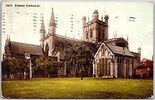 1910's Chester Cathedral Grounds Trees Antique Church Posted Postcard picture