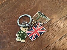 Harrods Knightsbridge Keychain Key Chain 3 charm British Flag, Bear Doorman Vtg picture