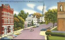 Main Street and Congregational Church - Middlebury VT, Vermont - Linen picture