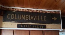 Rare Columbiaville, New York Railroad wooden sign w/ great alligator paint picture