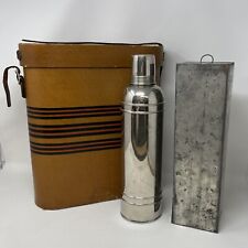 VINTAGE Icy Hot 1908 Thermos Lunch Box Picnic Set Vinyl Case Antique Metal Tin picture