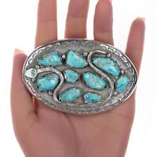 Effie Calavaza (1927 – 2019) Zuni Sterling silver and turquoise belt buckle picture