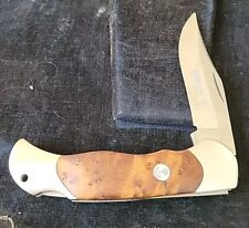 Boker Solingen Germany Optima Lockback Knife 440C Blade African Thuya Wood NM picture
